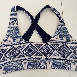 Feed Me Fight Me Navy and White Patterned Sports Bra